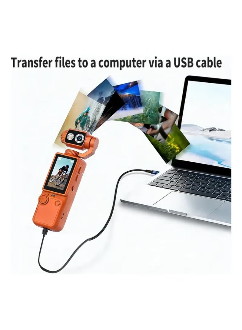 AIR TAB Pocket 4 4K Ultra HD Camera – 180° Adjustable Gimbal, 2-Inch IPS Display, 3000mAh Battery, Vlogging, Travel, and Outdoor Recording – Orange - Image 3