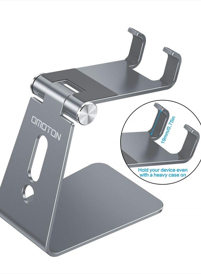 Omoton Adjustable Cell Phone Stand, C2 Aluminum Desktop Phone Holder Dock Compatible with iPhone 11 Pro Max Xs XR 8 Plus 7 6, Samsung Galaxy, Google Pixel, Android Phones, Grey - Image 2