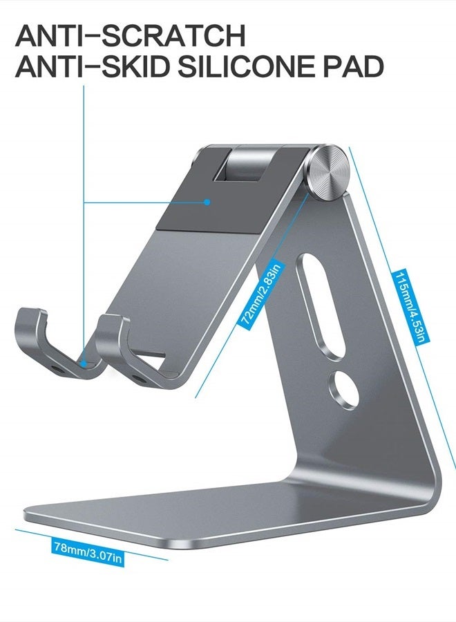Omoton Adjustable Cell Phone Stand, C2 Aluminum Desktop Phone Holder Dock Compatible with iPhone 11 Pro Max Xs XR 8 Plus 7 6, Samsung Galaxy, Google Pixel, Android Phones, Grey - Image 4