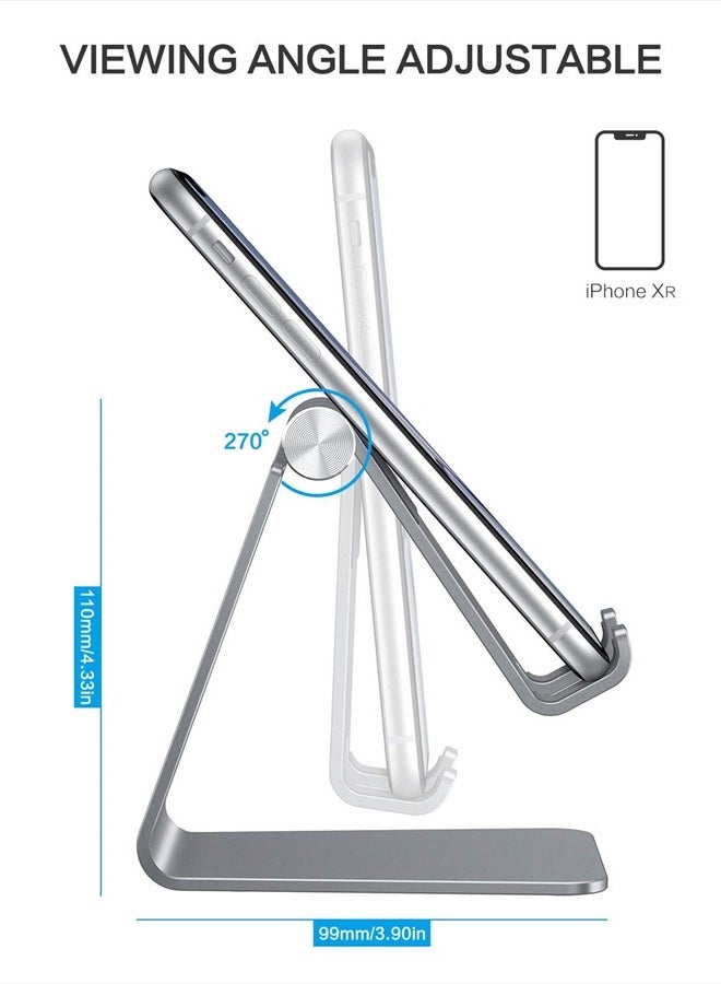 Omoton Adjustable Cell Phone Stand, C2 Aluminum Desktop Phone Holder Dock Compatible with iPhone 11 Pro Max Xs XR 8 Plus 7 6, Samsung Galaxy, Google Pixel, Android Phones, Grey - Image 3