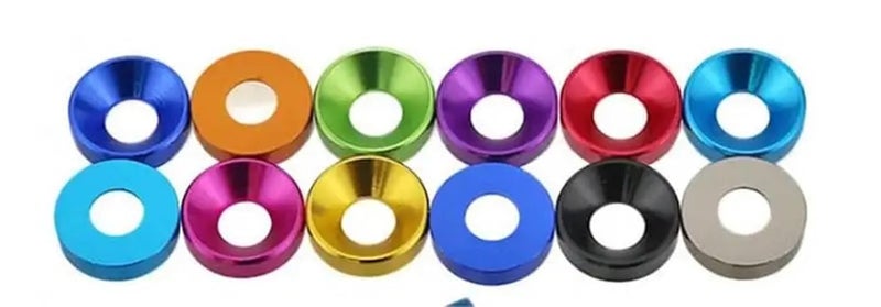 Countersunk Washer 100pcs Aluminum Colourful Anodized Countersunk Head Bolt Washers Gasket(Sapphire,M5) - Image 3