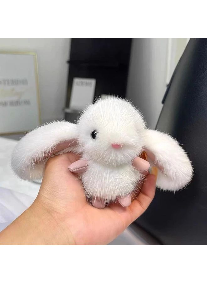 2pcs White Rabbit Plush Keychain Pendant For Backpack Decoration Birthday Gift - Image 3