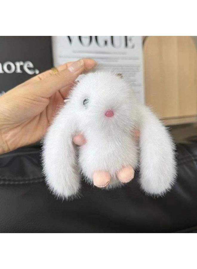 2pcs White Rabbit Plush Keychain Pendant For Backpack Decoration Birthday Gift - Image 4