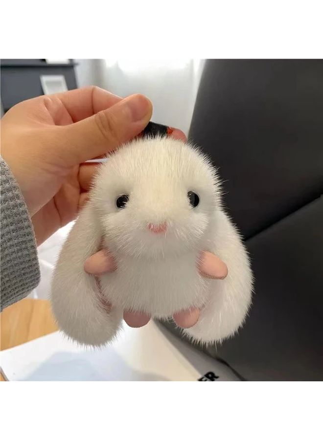 2pcs White Rabbit Plush Keychain Pendant For Backpack Decoration Birthday Gift - Image 5