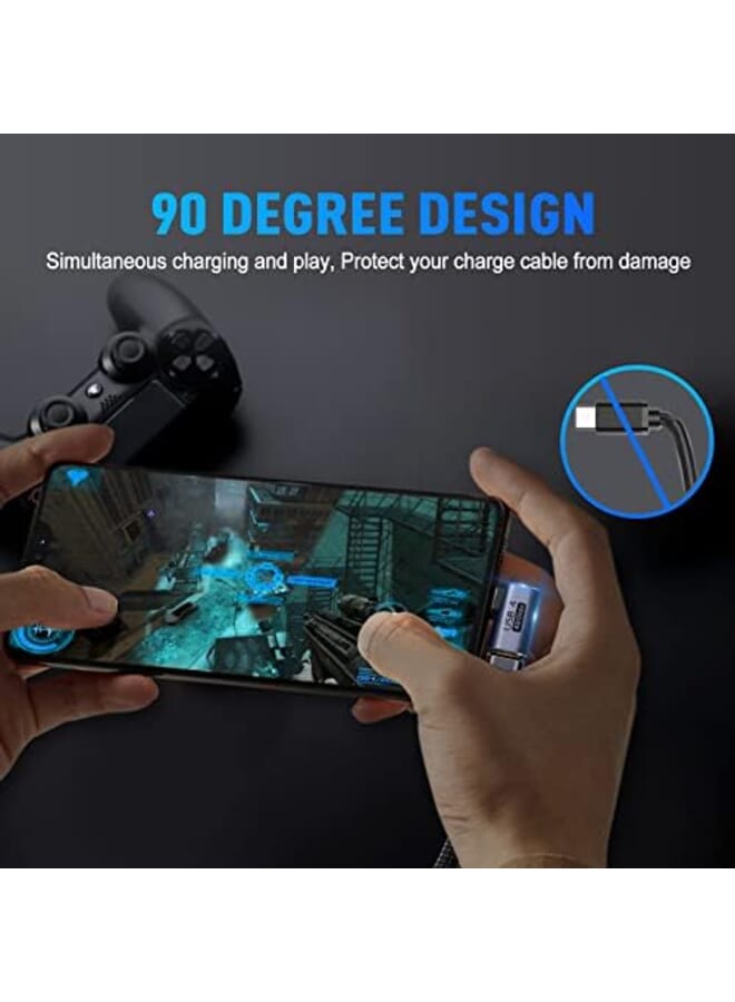 في كوم محول USB C 90 درجة 2 حزمة 40 جيجابت في الثانية لنقل البيانات USB نوع C ذكر إلى أنثى موسع الزاوية اليمنى للكمبيوتر المحمول والكمبيوتر المحمول والكمبيوتر اللوحي - Image 2