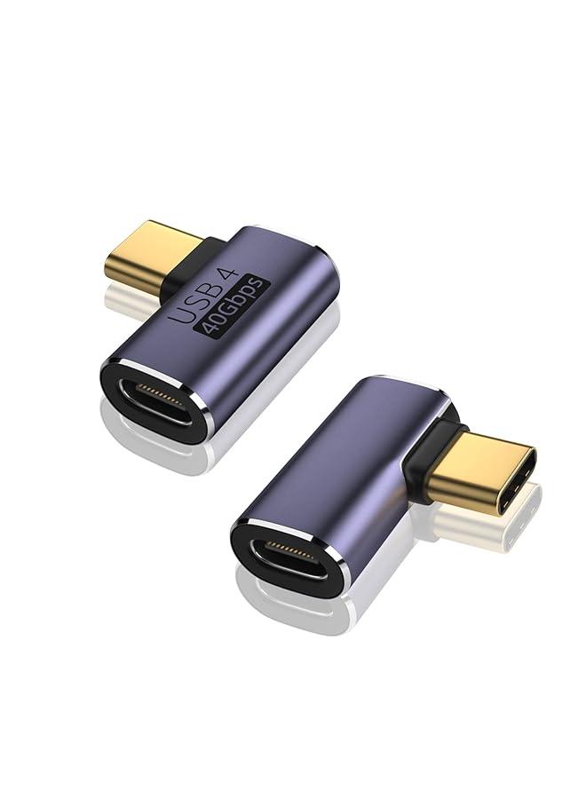 في كوم محول USB C 90 درجة 2 حزمة 40 جيجابت في الثانية لنقل البيانات USB نوع C ذكر إلى أنثى موسع الزاوية اليمنى للكمبيوتر المحمول والكمبيوتر المحمول والكمبيوتر اللوحي - Image 1