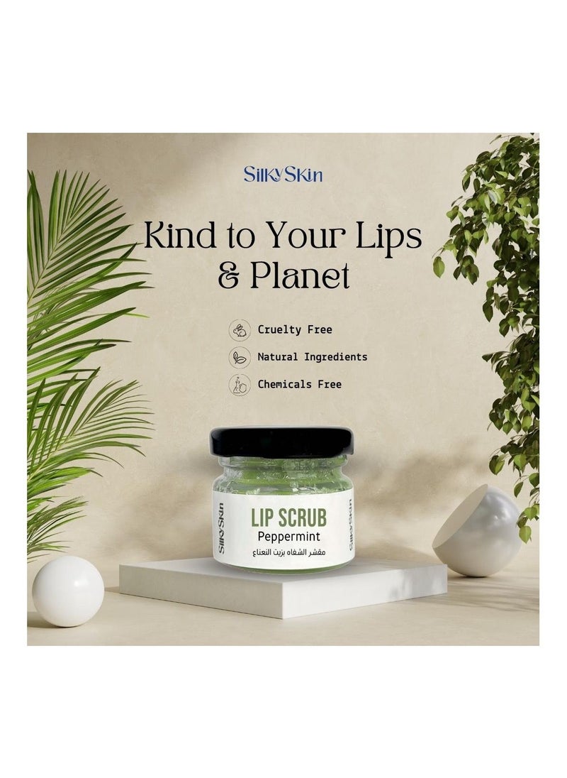 Silky Skin Peppermint Natural Plumping Lip Scrub Lip Repair For Chapped Dry Lips With Shea Butter and Vitamin E Cool 30 g  - Image 5