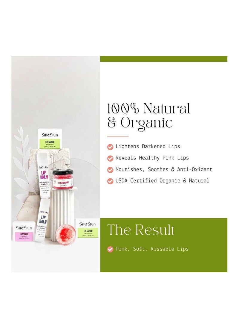 Silky Skin Peppermint Natural Plumping Lip Scrub Lip Repair For Chapped Dry Lips With Shea Butter and Vitamin E Cool 30 g  - Image 2