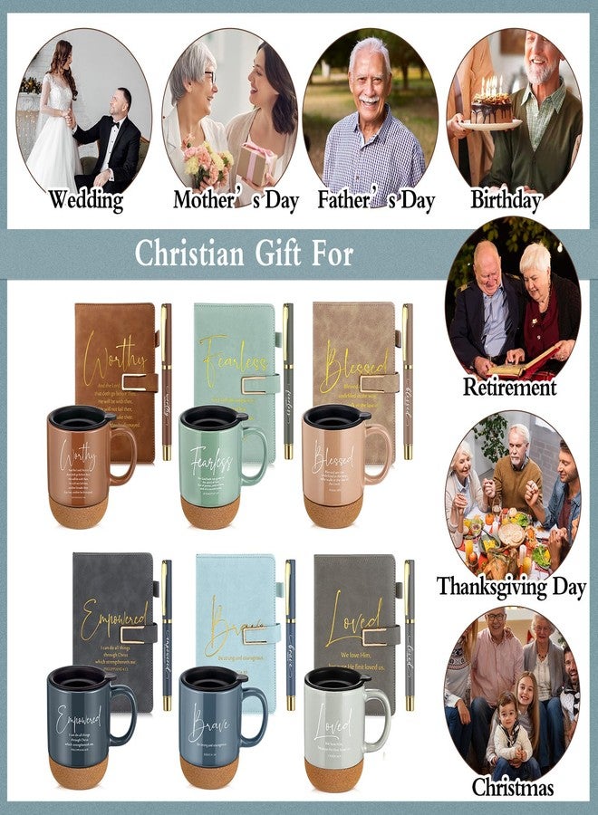 FillTouch Motivational Christian Easter Gifts for Women Men 15 oz Bible Verse Ceramic Coffee Mug A5 Journal Pen Religious Gift Set for Church Teacher Mom Dad Father Day(6 Set,Light Color,Classic) - Image 5