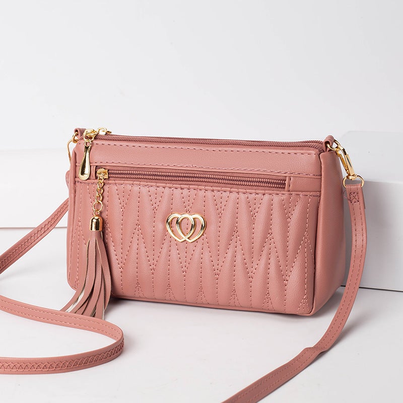 Elegant Mini Tassel Crossbody Ladies Bag Oak red