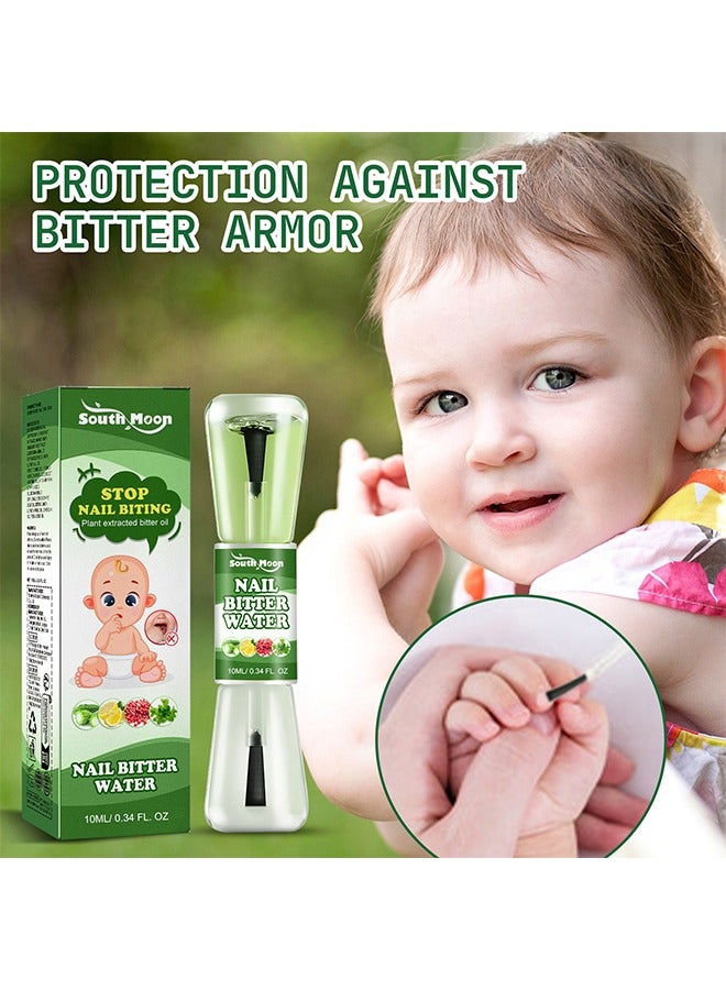 SOUTH MOON Nail Bitter Water -100% Natural and Kids Safe Bitter Taste, No Bite Nail Polish for Stop Thumb Sucking, ​Day Night Care 10ml  - Image 1