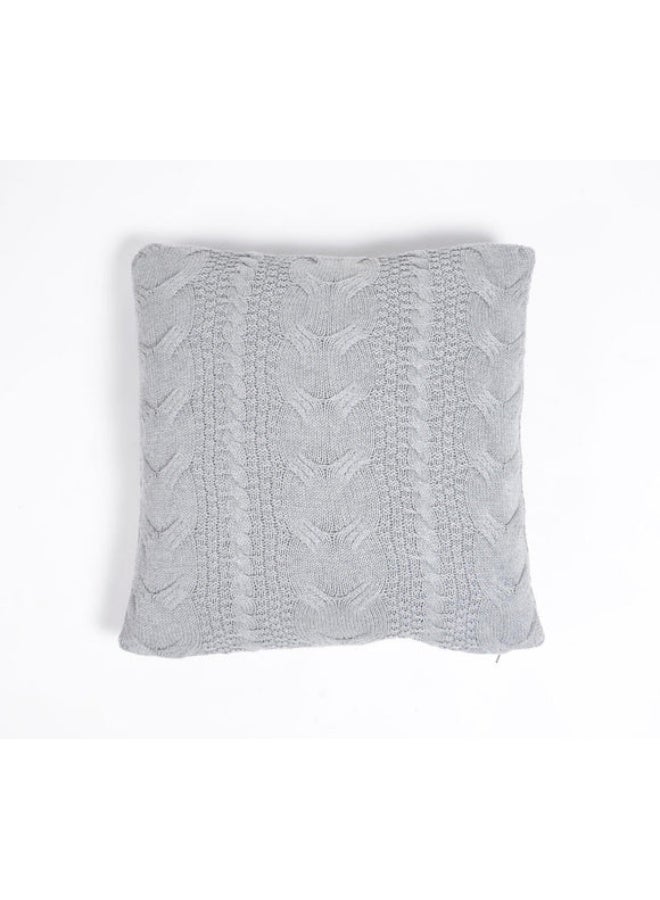 Chateaux Classic Knitted Grey Cushion Cover - Image 2