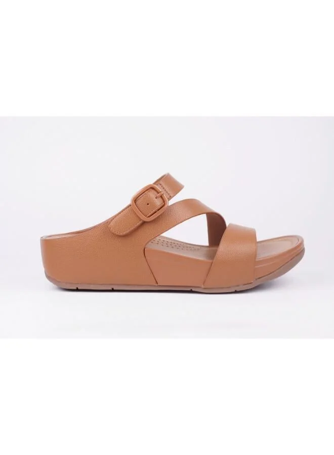 Zayna 221-366 Zayna Women's Adjustable Slip-On Wedge Slides 25ABT105 Tan