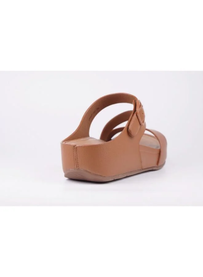 Zayna 221-366 Zayna Women's Adjustable Slip-On Wedge Slides 25ABT105 Tan