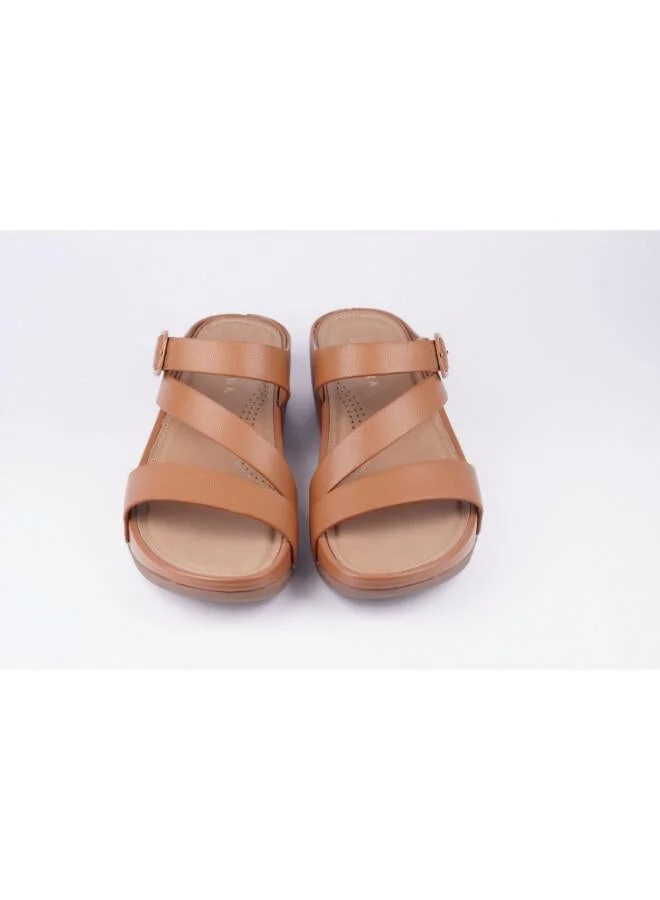 Zayna Tan 221-366 Zayna Women's Adjustable Slip-On Wedge Slides 25ABT105 Tan for Women | Best Price UAE