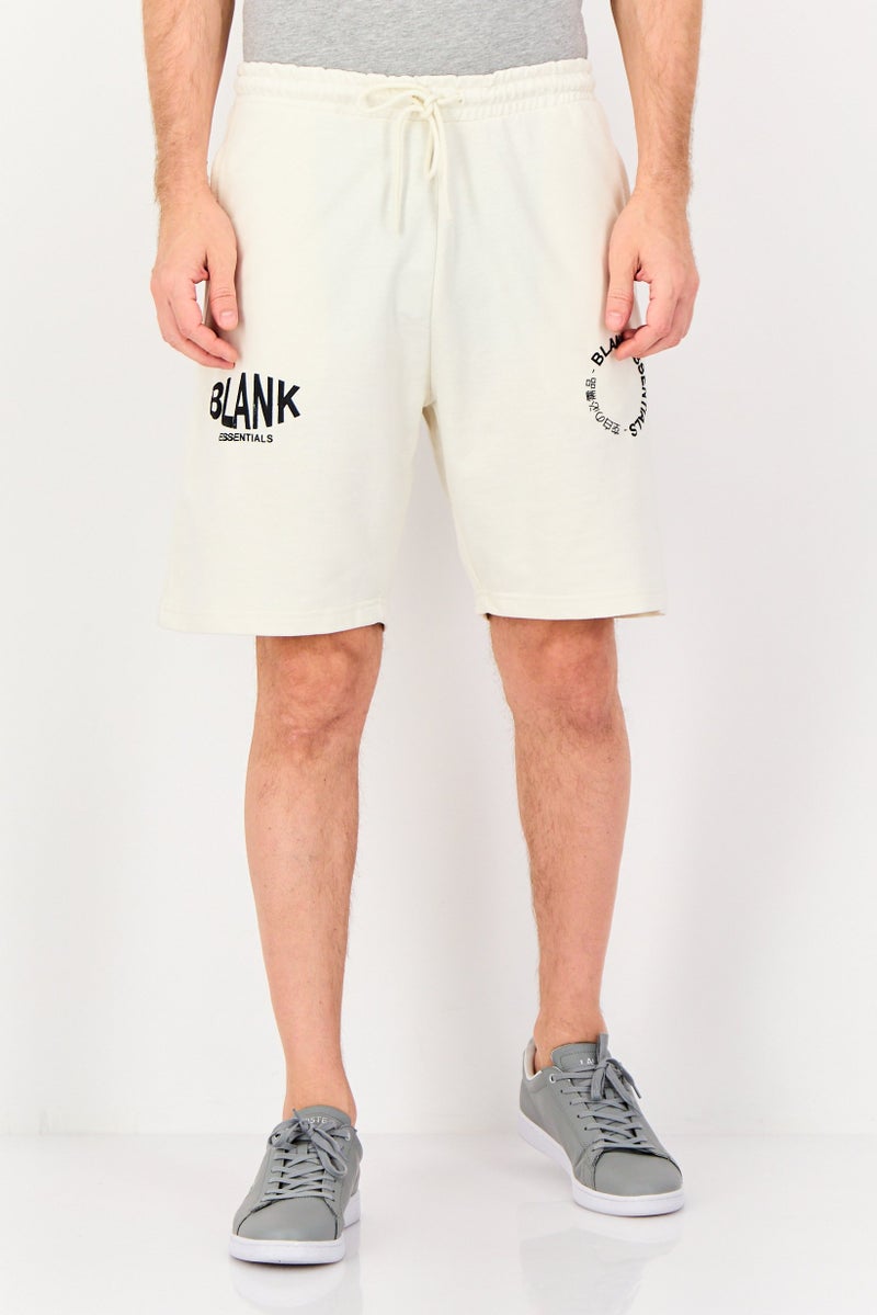 Blank Essentials Men Brand Logo Basic Shorts, Off White - Image 1