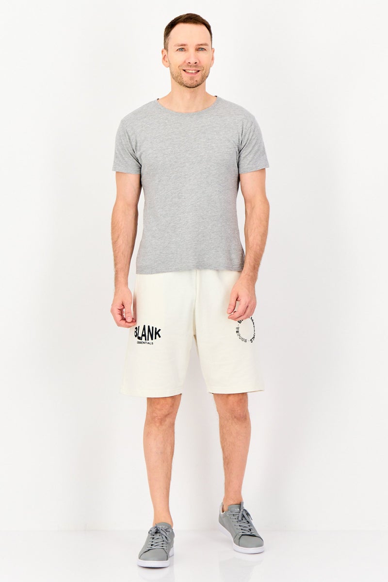 Blank Essentials Men Brand Logo Basic Shorts, Off White - Image 4