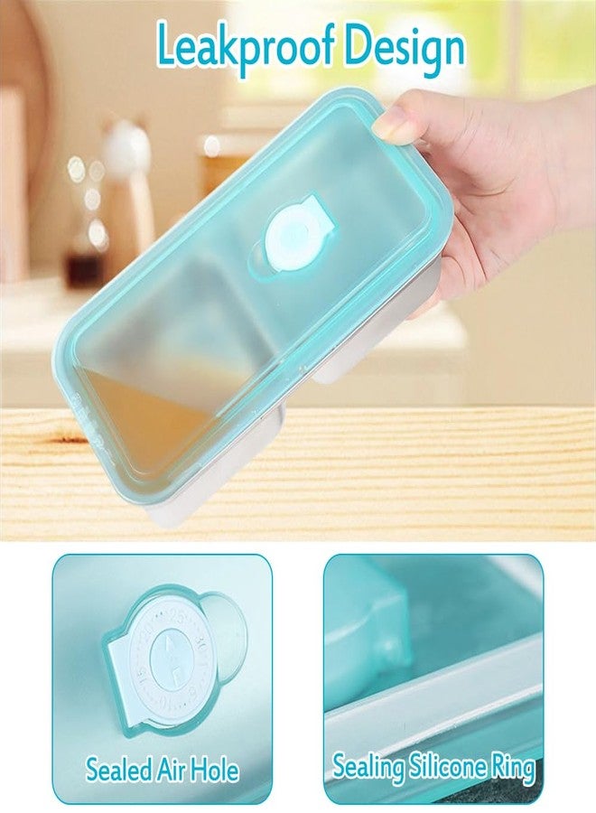 Diyupou Reusable 304 Stainless Steel Snack Containers 4 Pack, 2 Compartment Leakproof Bento Lunch Box for Office, Travel, RV, Dishwasher Safe Snackle Box for Adults - Image 3