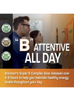 Bronson Super B Vitamin B Complex Sustained Slow Release (Vitamin B1 B2 B3 B6 B9 Folic Acid B12) Contains All B Vitamins 250 Tablets  - Image 5