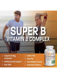 Bronson Super B Vitamin B Complex Sustained Slow Release (Vitamin B1 B2 B3 B6 B9 Folic Acid B12) Contains All B Vitamins 250 Tablets  - Image 4