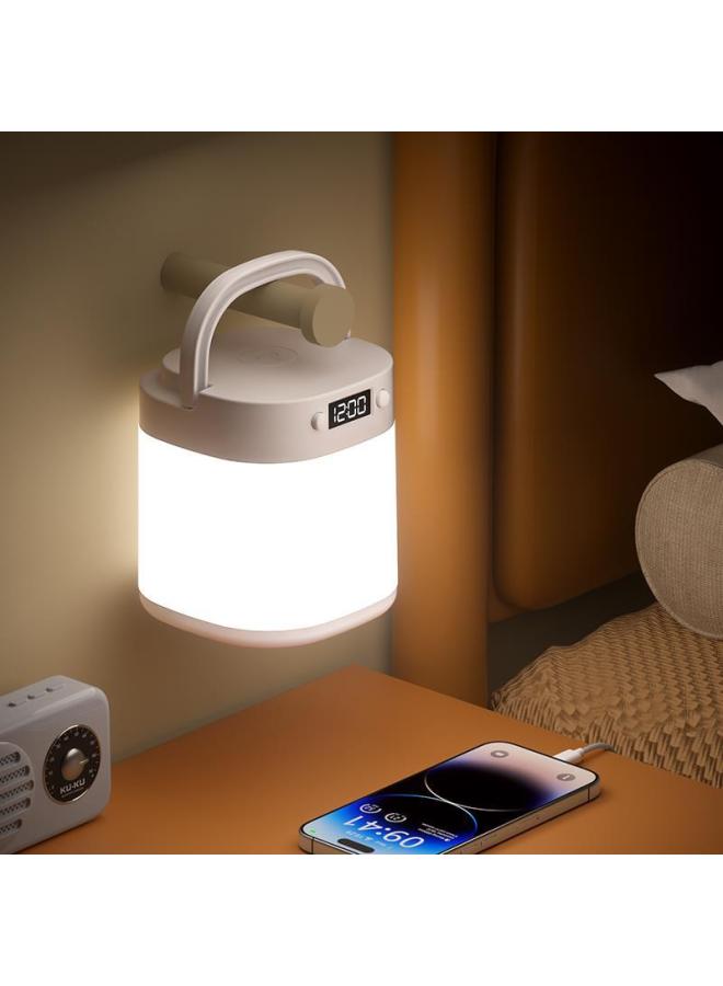 Super Remote Control Bedside Lamp Clock Bedroom Baby Feeding Lamp Night Light Homestay Bedside Lamp Portable Outdoor Table Lamp-Color:Rechargeable Model (1200mah) - Image 5