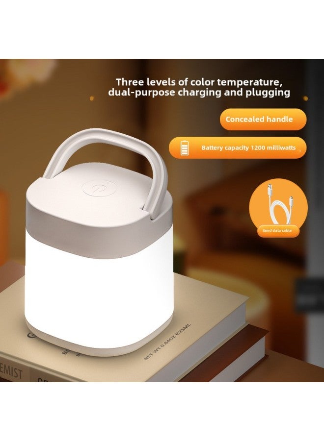 Super Remote Control Bedside Lamp Clock Bedroom Baby Feeding Lamp Night Light Homestay Bedside Lamp Portable Outdoor Table Lamp-Color:Rechargeable Model (1200mah) - Image 1