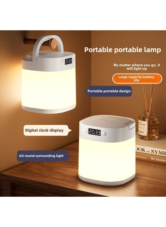 Super Remote Control Bedside Lamp Clock Bedroom Baby Feeding Lamp Night Light Homestay Bedside Lamp Portable Outdoor Table Lamp-Color:Rechargeable Model (1200mah) - Image 2