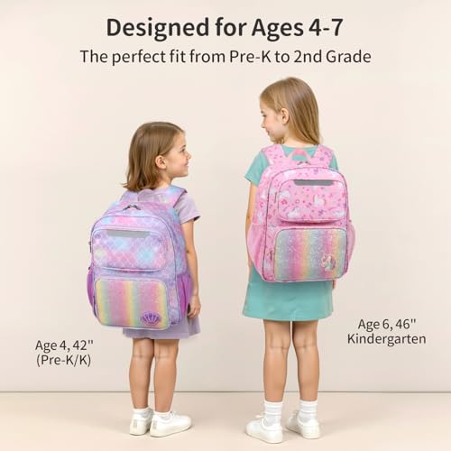 BrainyBees Kids Backpack for Girls Kindergarten 15 Inch Lightweight School Bookbag fits Folder Mermaid Backpack for Kids 47 with Leakproof Insulated Pocket for Lunch and Snacks Purple - Image 3