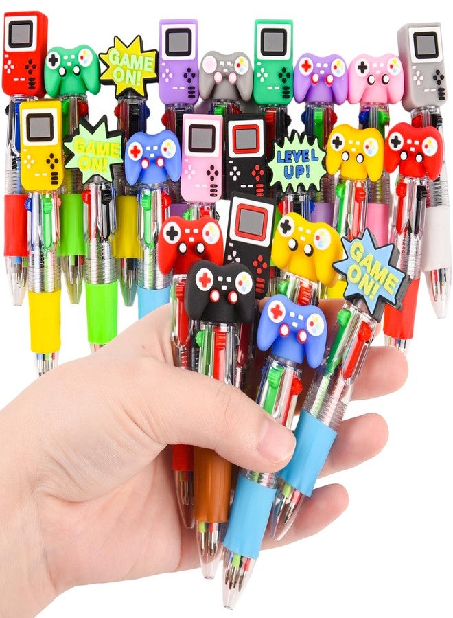 LiYiQ 25 Pcs Video Game Multicolor Pen in One Cartoon Cute Fun 4-in-1 Cute Pens Bulk Kawaii Game Handle Level Up Games Console Shape Cool Ballpoint Pens for Fun Gifts - Image 1