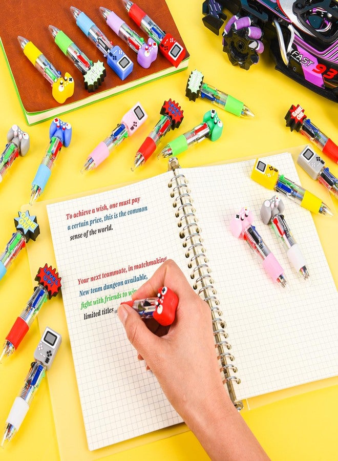 LiYiQ 25 Pcs Video Game Multicolor Pen in One Cartoon Cute Fun 4-in-1 Cute Pens Bulk Kawaii Game Handle Level Up Games Console Shape Cool Ballpoint Pens for Fun Gifts - Image 4