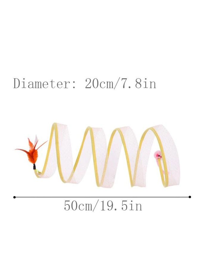 Cat Tunnel Toy Collapsible Cat Runway with Bell Feather Pet Toy - Image 5