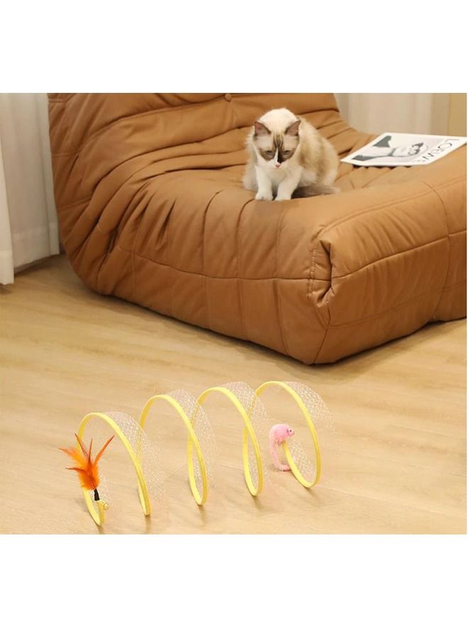 Cat Tunnel Toy Collapsible Cat Runway with Bell Feather Pet Toy - Image 2