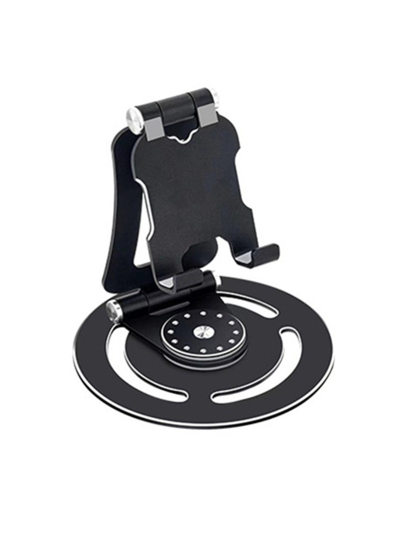 DIGI CORE Phone Stand Aluminum Mobile Stand 360° Rotating Tablet Holder Phone Holder Flexible Foldable Cell Holder Adjustable Mobile Holder Compatible With All Mobile Phone Black