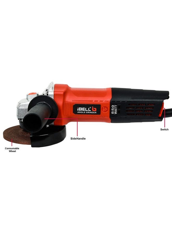 iBELL - IBELL Angle Grinder AG10-70, 850W, Copper Armature, Disc dia 100mm, 11000RPM with 1 Grinding Wheel & Guard… - Image 1