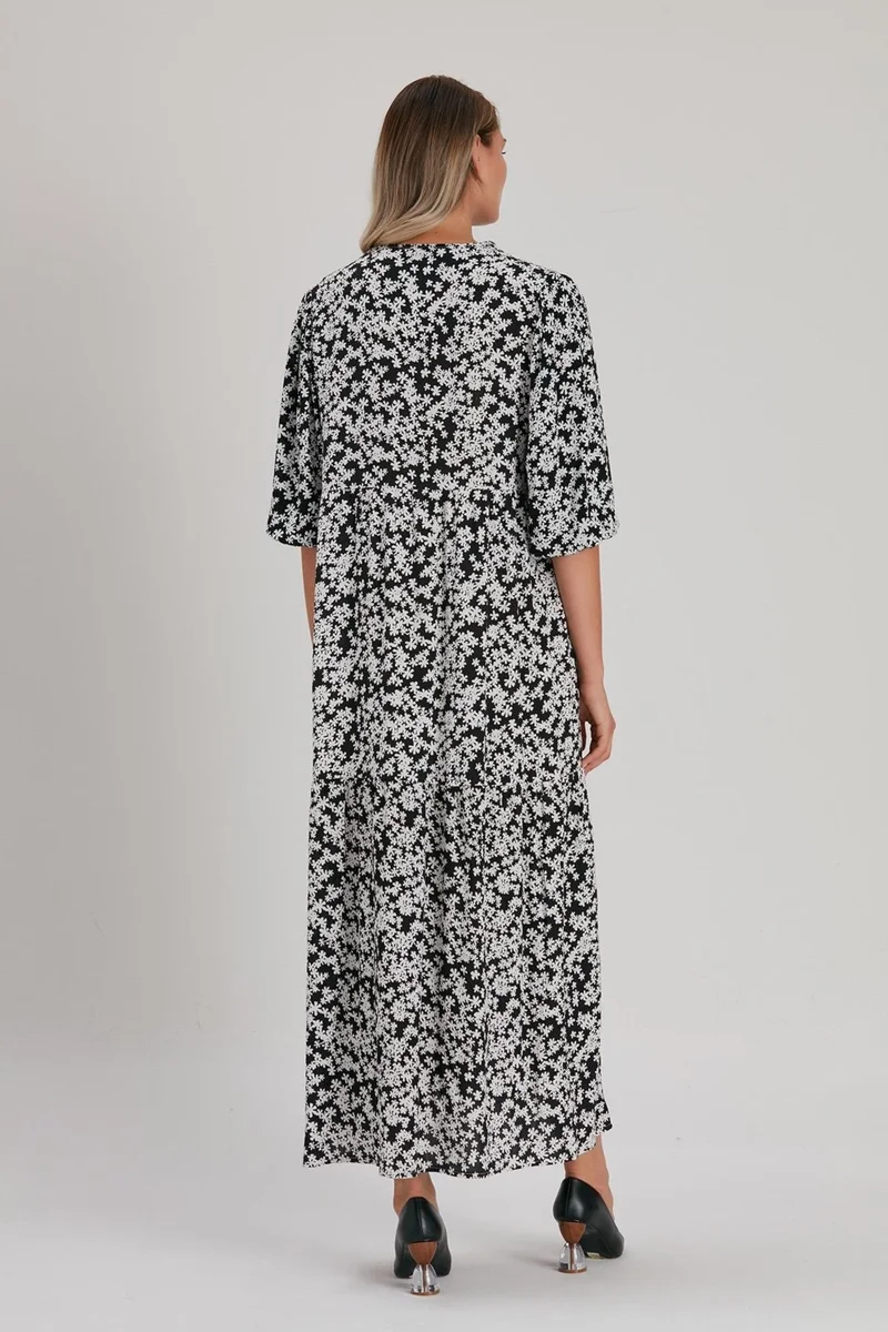 Alexander Gardi Alexandergardı Tie Neck Patterned Long Dress (B21-48400)