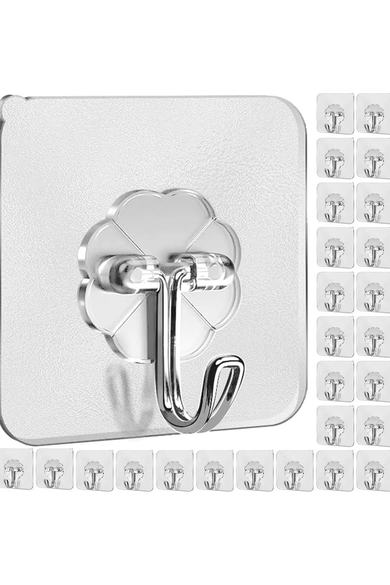 20 Pieces Self-Adhesive PVC Stainless Steel Transparent Multi-Purpose Wall Holder Door Rack Bathroom Storage Organizer Home Kitchen Hooks - Image 1