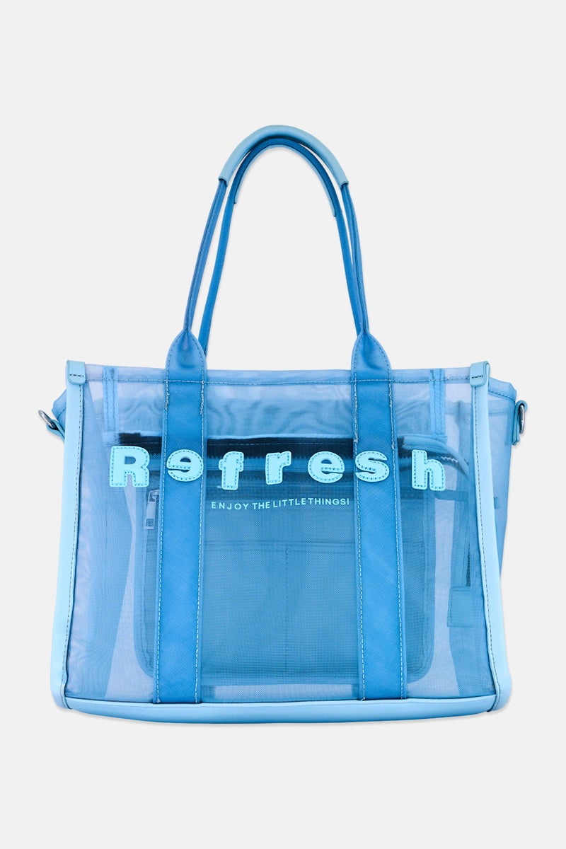 REFRESH Women Brand Logo Tote Bag,  Light Blue - Image 1