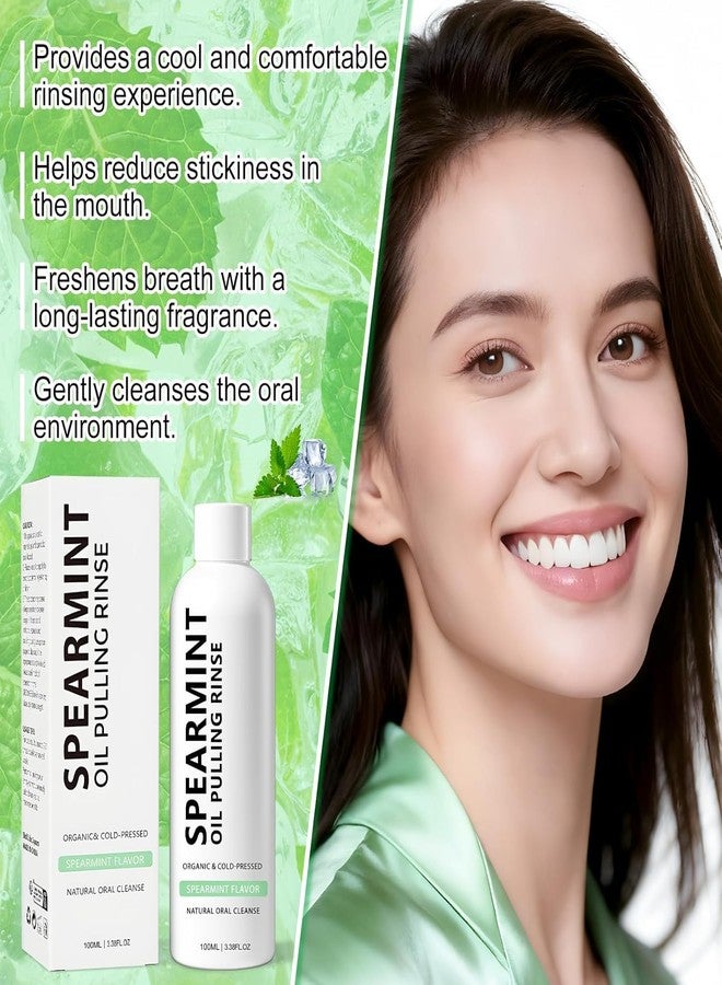 VOKSODHCK غسول الفم بزيت النعناع، زيت جوز الهند المعصور على البارد لتبييض الأسنان، زيت النعناع لشطف الأسنان واللثة، غسول الفم بالنعناع النقي (عبوتان × 100 مل) - Image 2