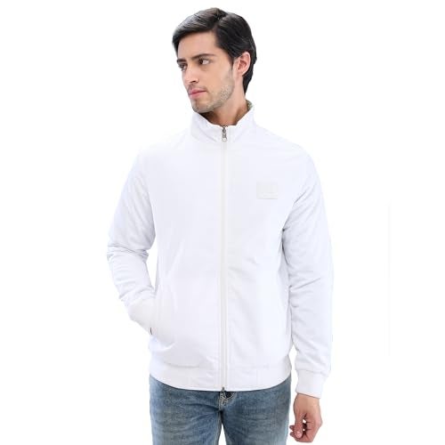 Spykar Full Sleeve Regular Fit White Jackets For Men (Size: S)-MJKLW2BD034-White - Image 1