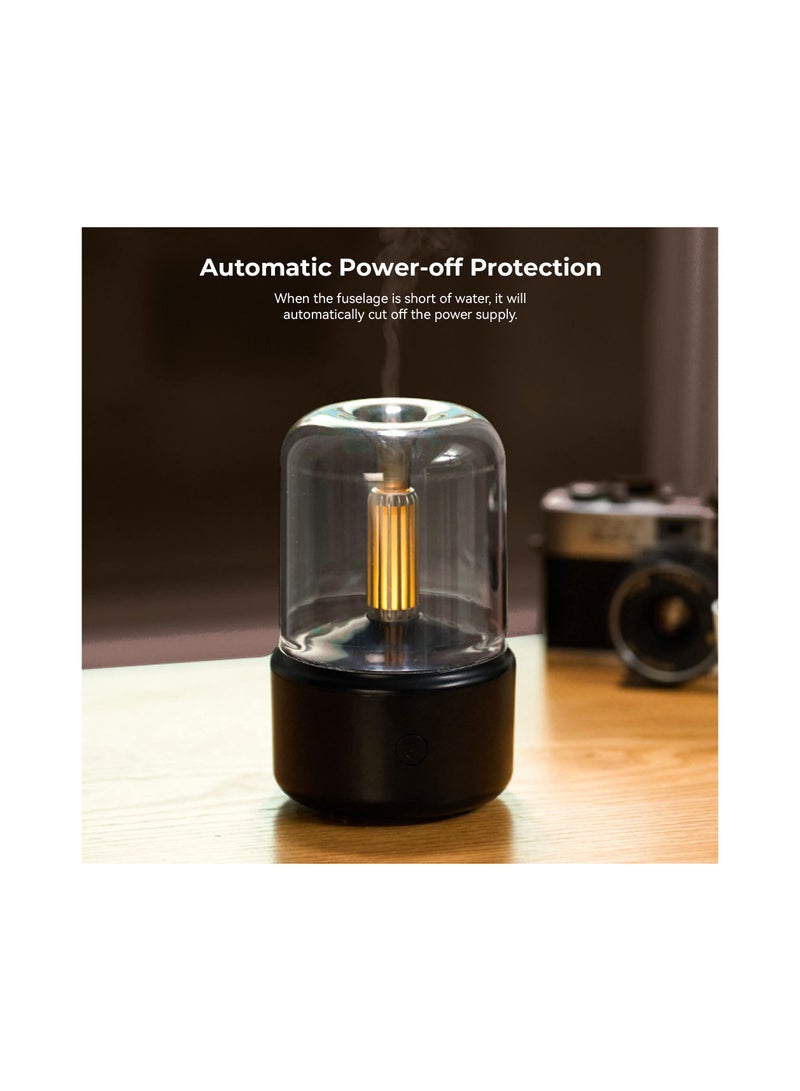 SOLARAE Mini USB Essential Oil Diffuser for Kids - Portable Aroma Humidifier with LED Night Light & Auto Shut-Off, Perfect for Bedroom, Office, Baby Room, Study, Yoga, Spa, 120ml (Black) - 1 Pack - Image 2