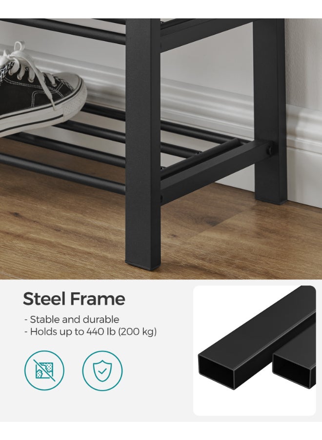 SONGMICS Shoe Bench, Storage Bench, Entryway Bench with Cushion, Shoe Shelf with Seat, Space-Saving, Modern Style, for Living Room, Bedroom, Hallway, Dark Gray and Ink Black - Image 3