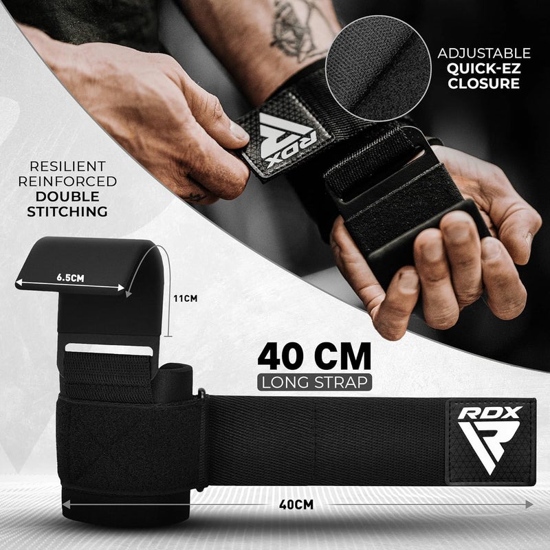 RDX Weight Lifting Hooks for Deadlifting (Pair) - 600Lbs Capacity - 8MM Neoprene Wrist Support Wraps - Grip Enhancer for Pull Ups Lat Pulldowns Rows - Adjustable Gym Workout Power Straps for Men Women - Image 4