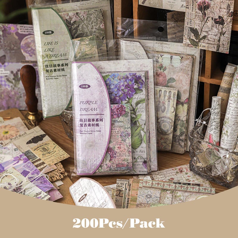 SIBLYMONA 200Pcs Vintage Decoupage Paper, Antique Looking Floral Rice Paper for Crafts, Scrapbooking Junk Journal Supplies for Furniture (SetB) - Image 4