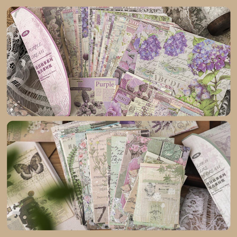 SIBLYMONA 200Pcs Vintage Decoupage Paper, Antique Looking Floral Rice Paper for Crafts, Scrapbooking Junk Journal Supplies for Furniture (SetB) - Image 5