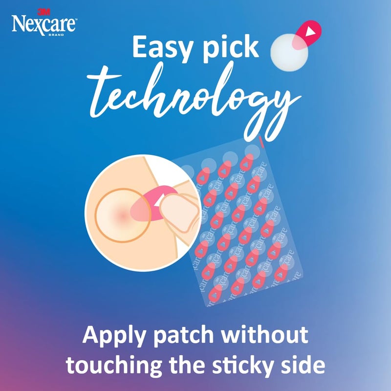 Nexcare Thin and Transparent Acne Patch, Skin Cover Absorbs Pus and Oil from Clogged Pores, made with hydrocolloid, tab allows for easy removal from liner - 39 Pimple Patches - Image 3
