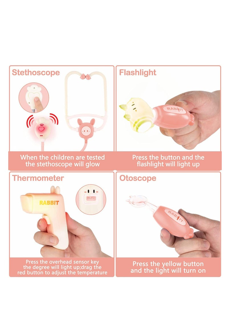 Raxoom Doctor Kit for Kids, Medical Kit with Stethoscope, Pretend Play Educational Doctor Toys, Doctor Playset with Realistic Light & Sound, Role Play Toys for 6+ Years Old Gifts (Pink) - Image 2