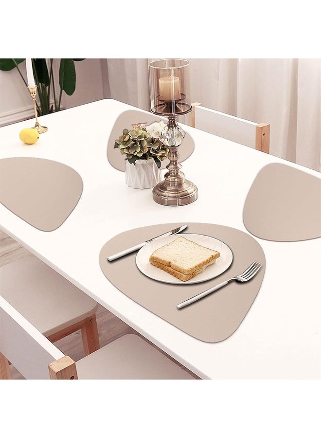 DUNISO 6 Pcs Double Sided Placemat Set，Including 6 Pcs Placemats and 6 Pcs Coasters,Faux Leather Placemats for Kitchen Dining Patio，Heat Resistant Easy to Clean Wipeable Waterproof Oilproof Washable Non-slip ，Beige  - Image 5