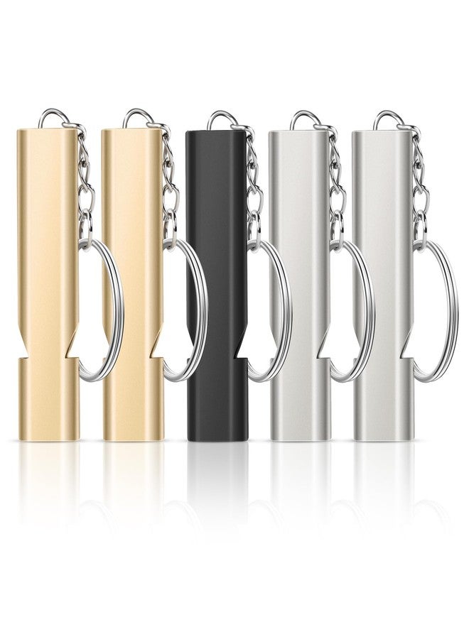 flintronic Emergency Whistles, 5PCS Safety Survival Whistles with Keychain, Aluminum Keychain Whistle, Loud Survival Whistle, High Pitch Double Tubes for Outdoor Camping Hunting Boating Hiking - Image 1