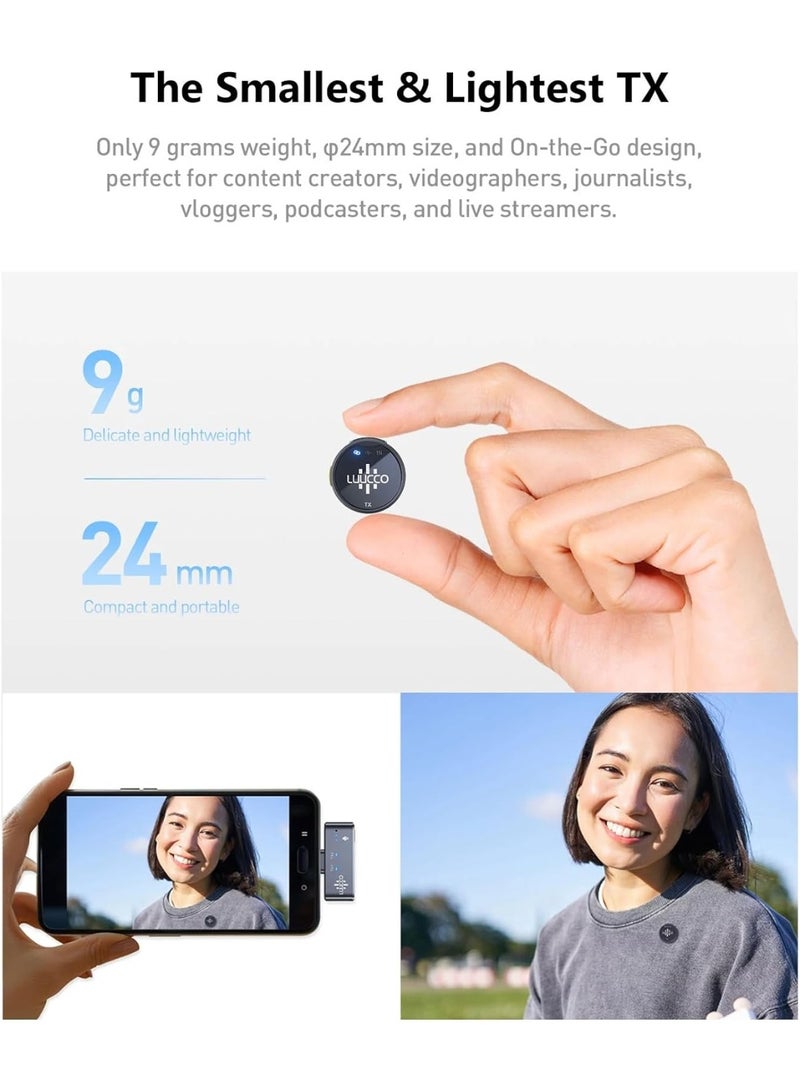 LUUCCO AirWave K2 2-Person Wireless Lavalier Microphone USB-C for Mobile Phones with Charging Case Lapel Mic for Vloging Interviews and Live Streaming - Image 2