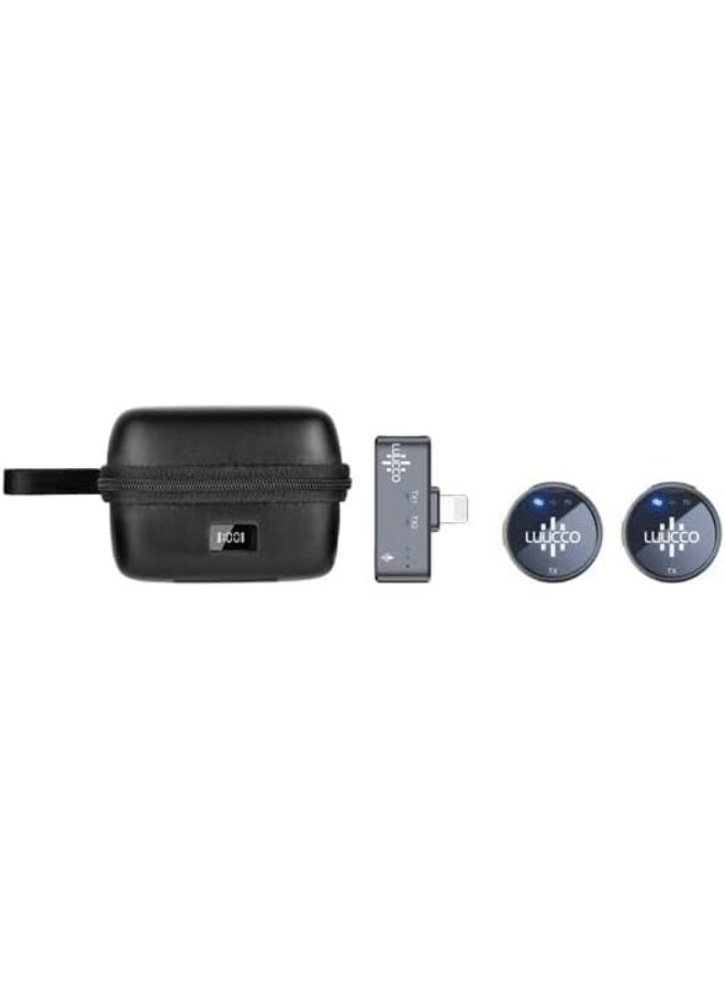 LUUCCO AirWave K2 2-Person Wireless Lavalier Microphone USB-C for Mobile Phones with Charging Case Lapel Mic for Vloging Interviews and Live Streaming - Image 1
